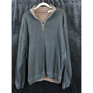 Tommy Bahama Mens 1/4 Quarter Zip Black and Brown Pullover Sweatshirt Size Large
